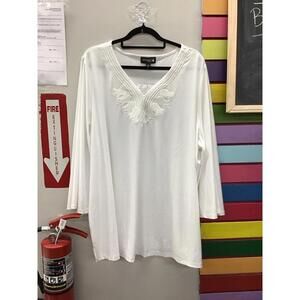 Antthony originals white tulip quarter sleeve blouse size 3X new from qvc